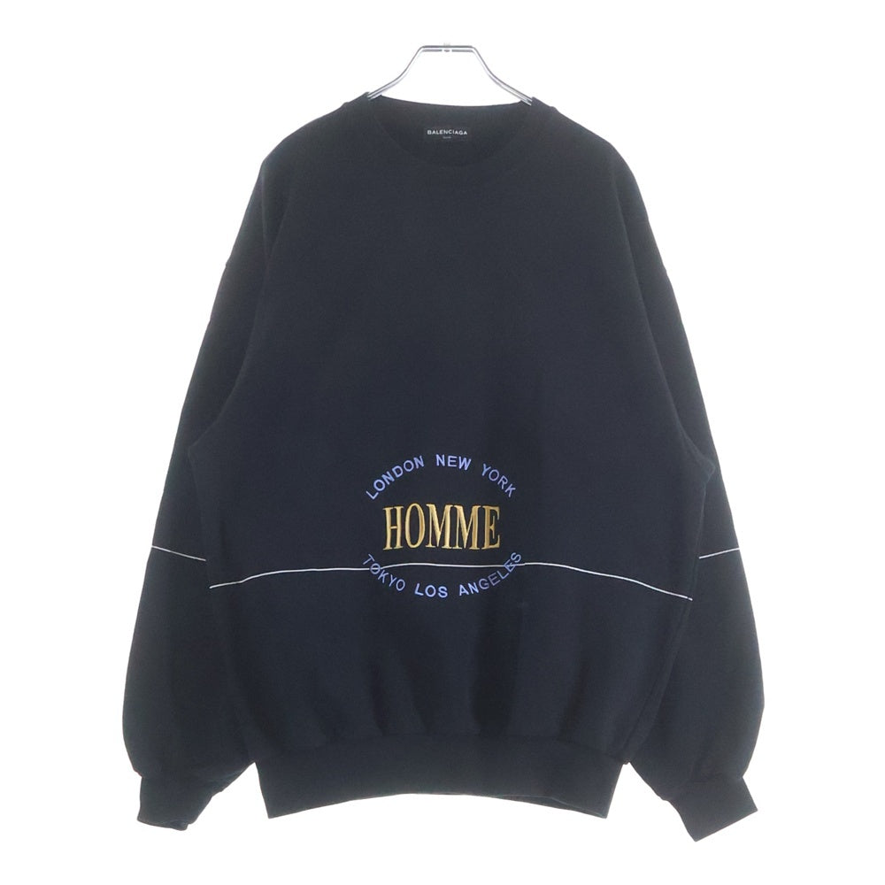 BALENCIAGA(バレンシアガ) 17AW OVERSIZED HOMME CITY オーバサイズ HOMME刺繍 スウェット トレーナー ブラック 485994 TWK22