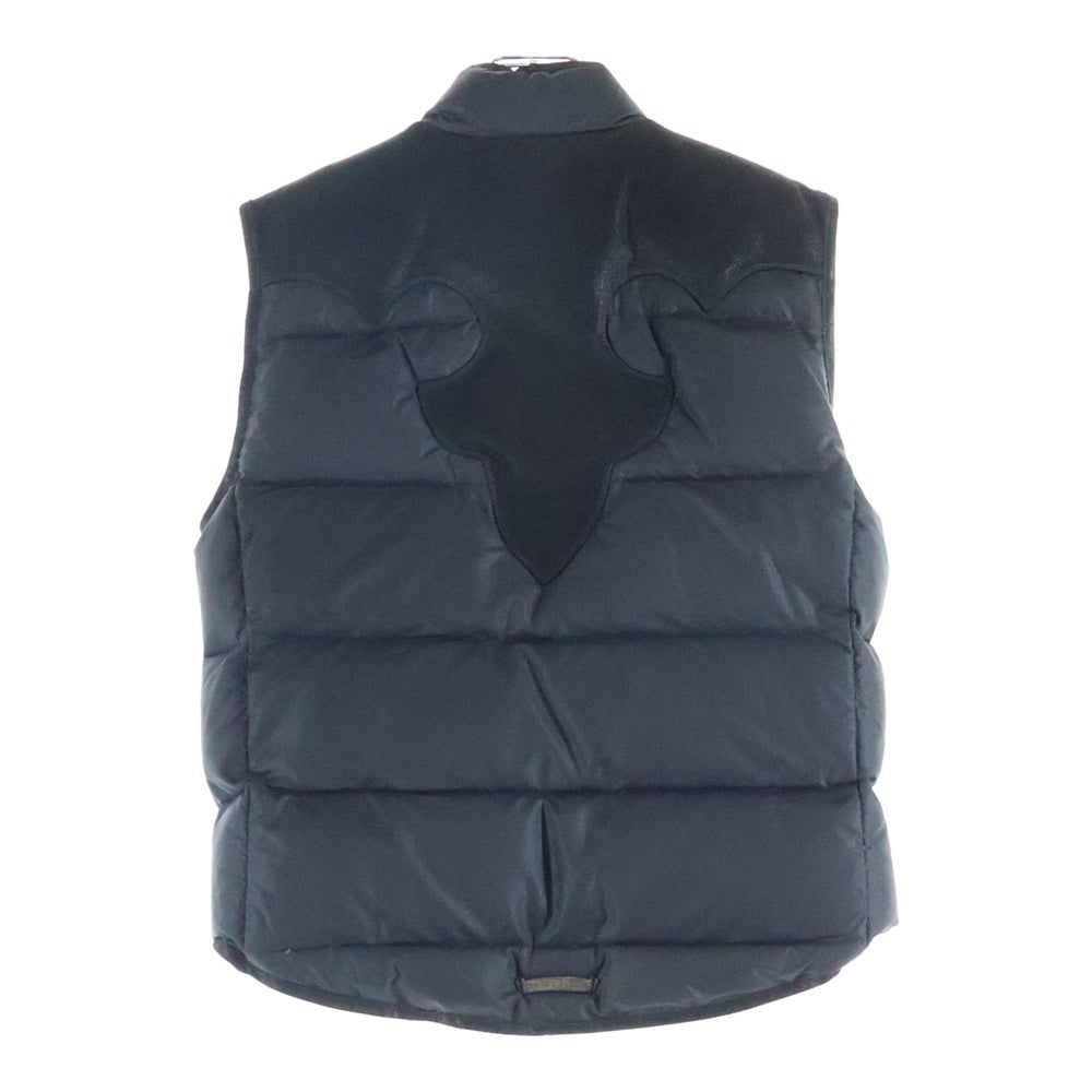 CHROME HEARTS(クロムハーツ) PUFFY WSTRN パフィウエスタン フレアニーレザーヨーク CHクロスボタン ダガージップ ダウンベスト ジャケット ブラック