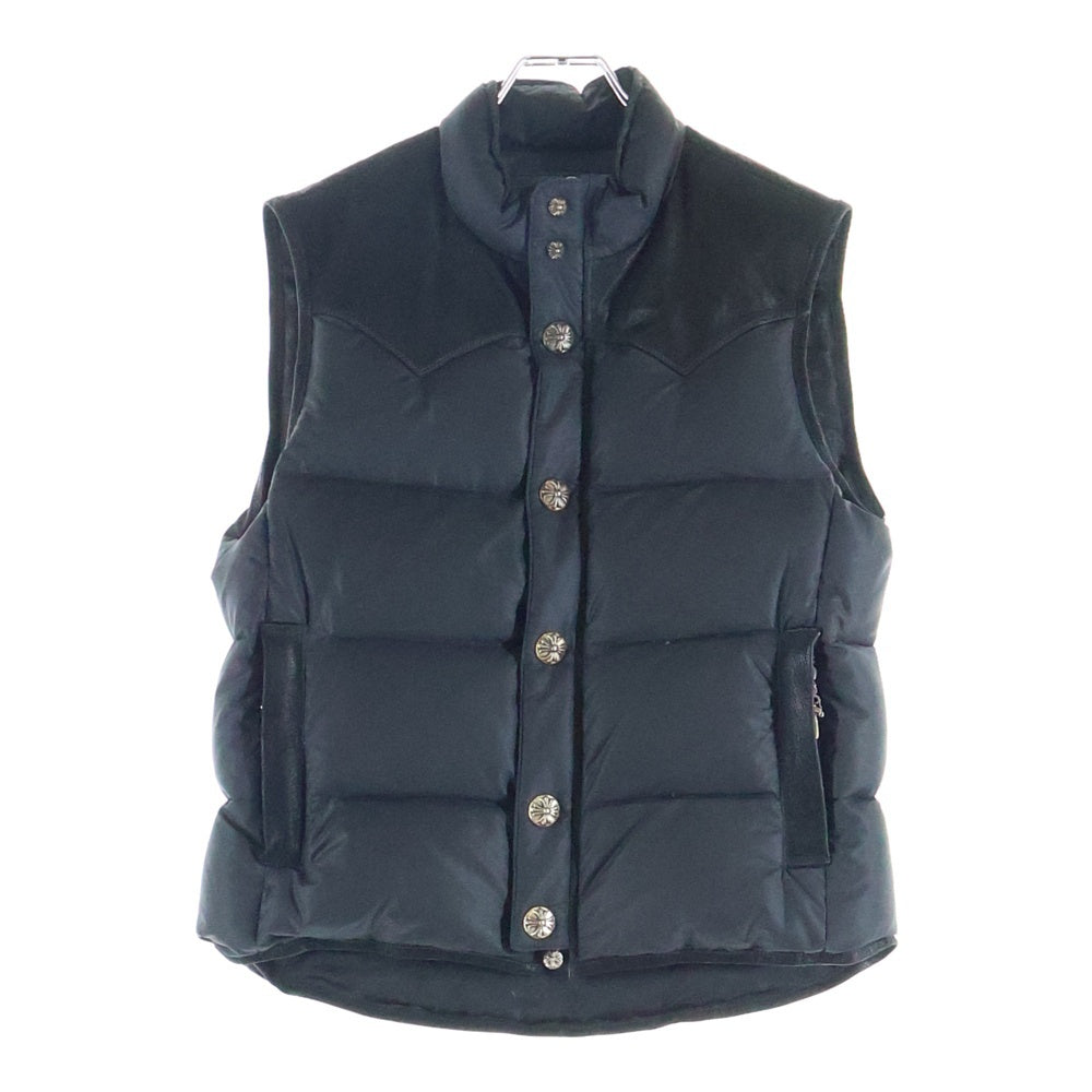 CHROME HEARTS(クロムハーツ) PUFFY WSTRN パフィウエスタン フレアニーレザーヨーク CHクロスボタン ダガージップ ダウンベスト ジャケット ブラック