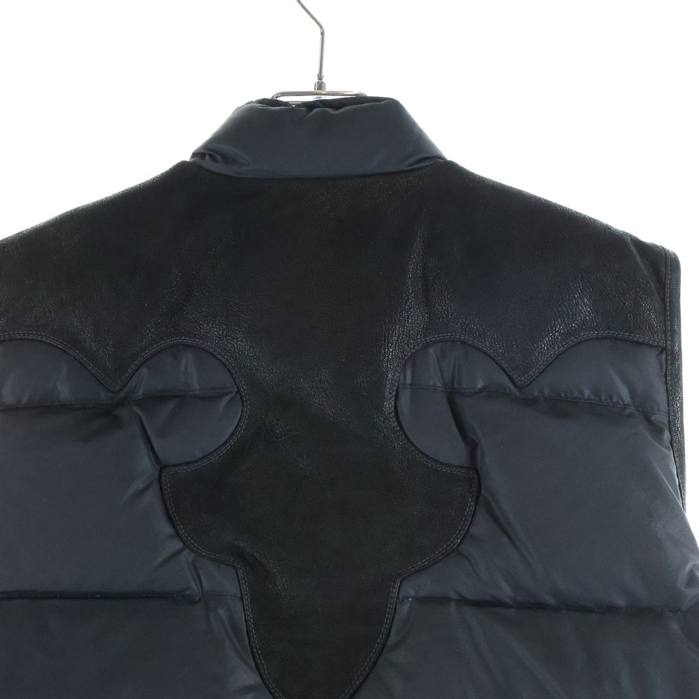 CHROME HEARTS(クロムハーツ) PUFFY WSTRN パフィウエスタン フレアニーレザーヨーク CHクロスボタン ダガージップ ダウンベスト ジャケット ブラック