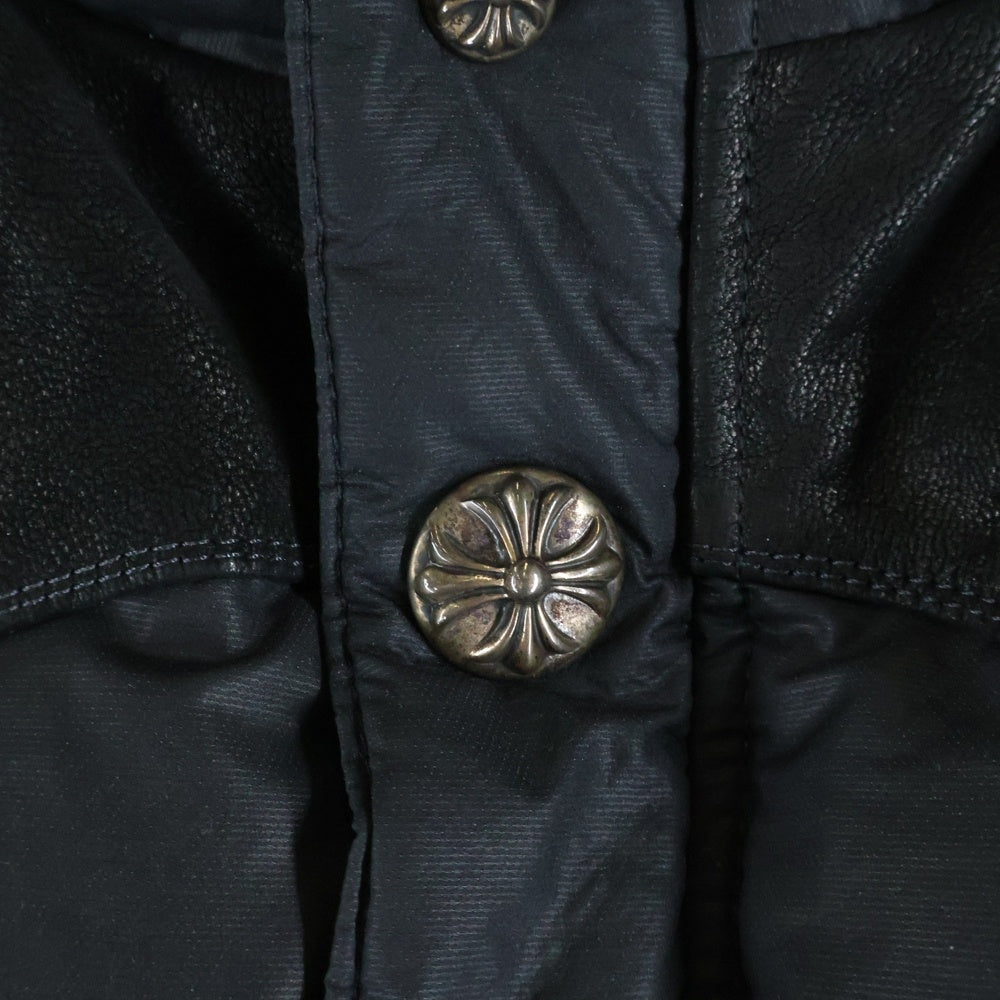 CHROME HEARTS(クロムハーツ) PUFFY WSTRN パフィウエスタン フレアニーレザーヨーク CHクロスボタン ダガージップ ダウンベスト ジャケット ブラック