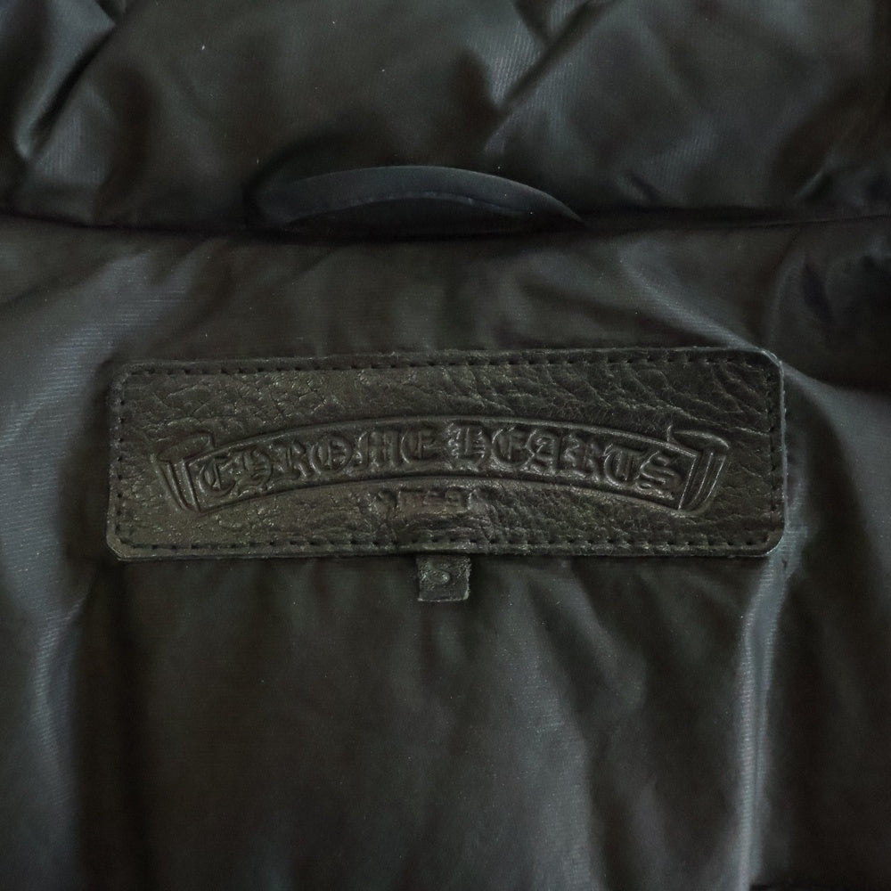 CHROME HEARTS(クロムハーツ) PUFFY WSTRN パフィウエスタン フレアニーレザーヨーク CHクロスボタン ダガージップ ダウンベスト ジャケット ブラック