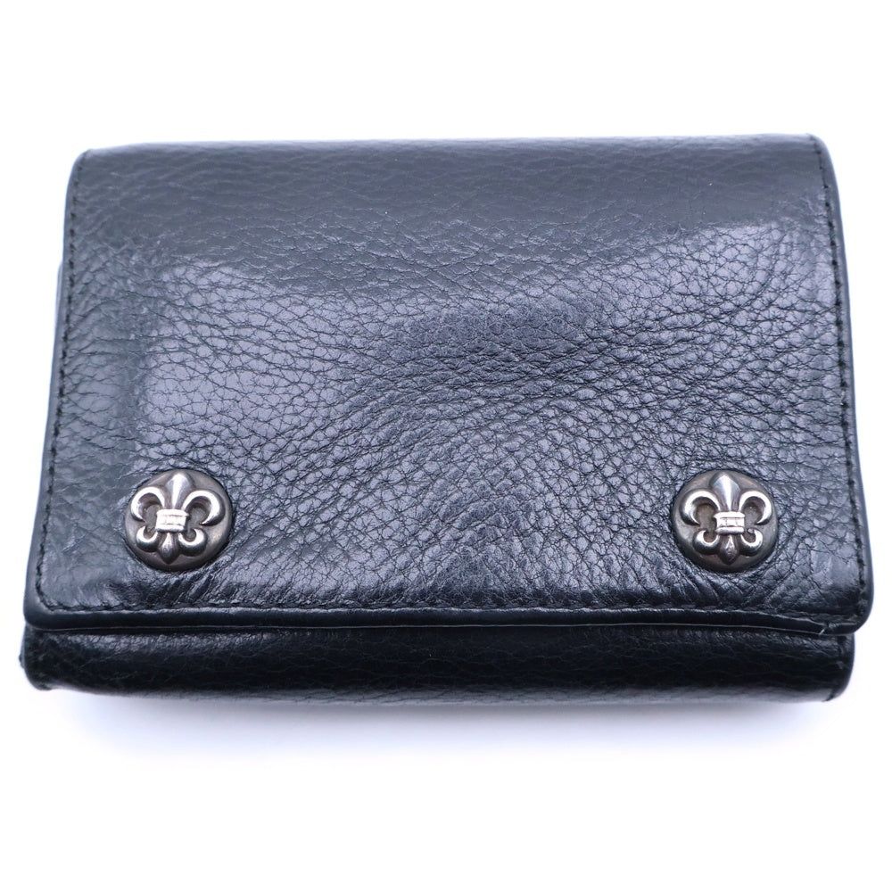 CHROME HEARTS(クロムハーツ) 3FOLD 3フォールド BSフレアボタン レザーウォレット 財布 ブラック BCA364