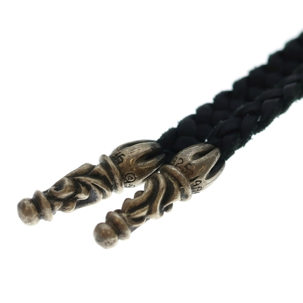 CHROME HEARTS(クロムハーツ) LEATHER BRAID スクロールレザーブレード ネックレス ブラック/シルバー