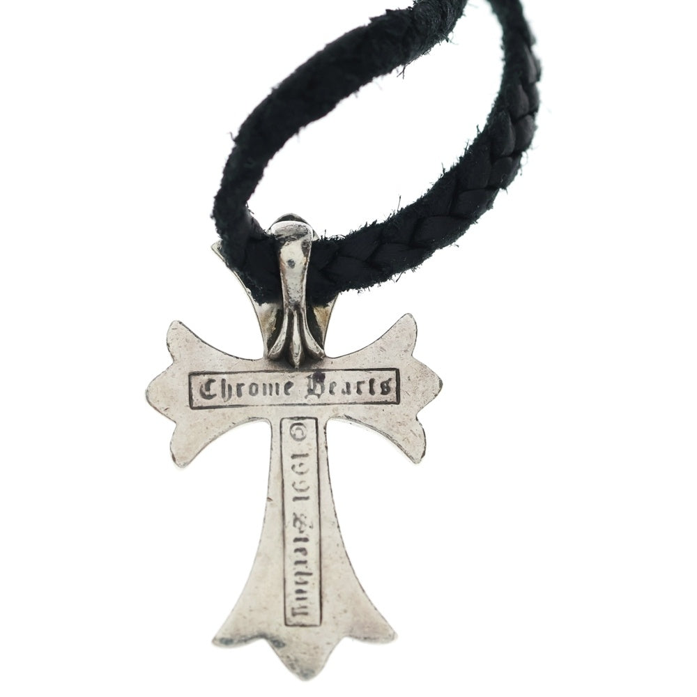 CHROME HEARTS(クロムハーツ) CH CRS SML CL スモールCHクロス レザーブレイド ネックレス シルバー/ブラック BCA217
