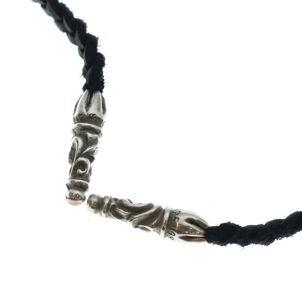 CHROME HEARTS(クロムハーツ) LEATHER BRAID スクロールレザーブレード シルバーネックレス