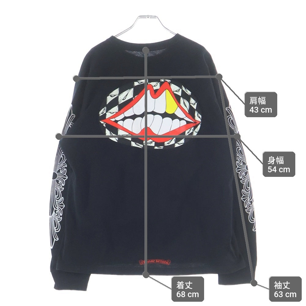 CHROME HEARTS(クロムハーツ) ×マッティボーイ 99アイズ Chomper L/S FLORAL CROSS チョンパー 袖フローラル 裏地プリント ロングTシャツ ブラック