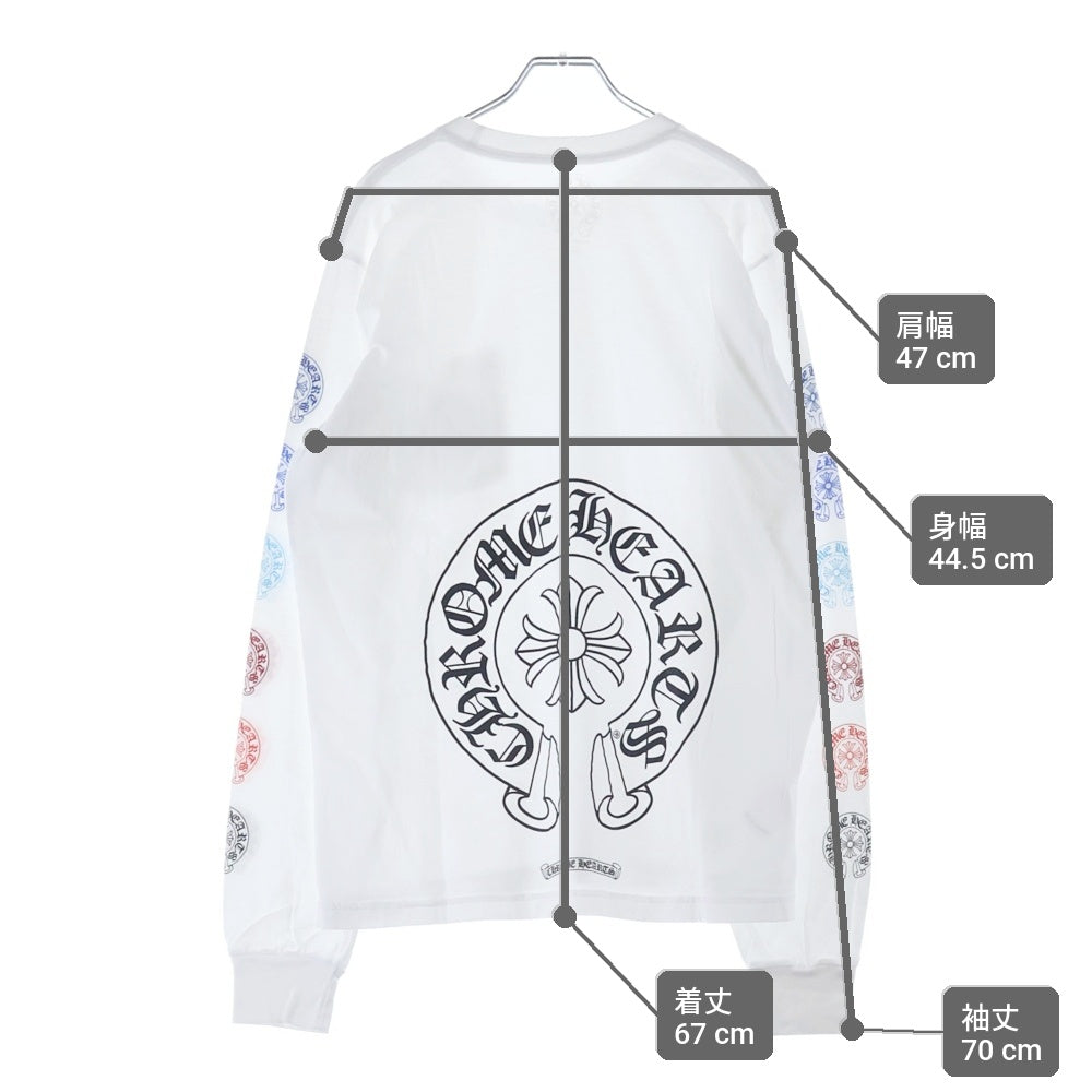 CHROME HEARTS(クロムハーツ) MULTI COLOR HORSE SHOE マルチカラーホースシュー 長袖Tシャツ カットソー ホワイト