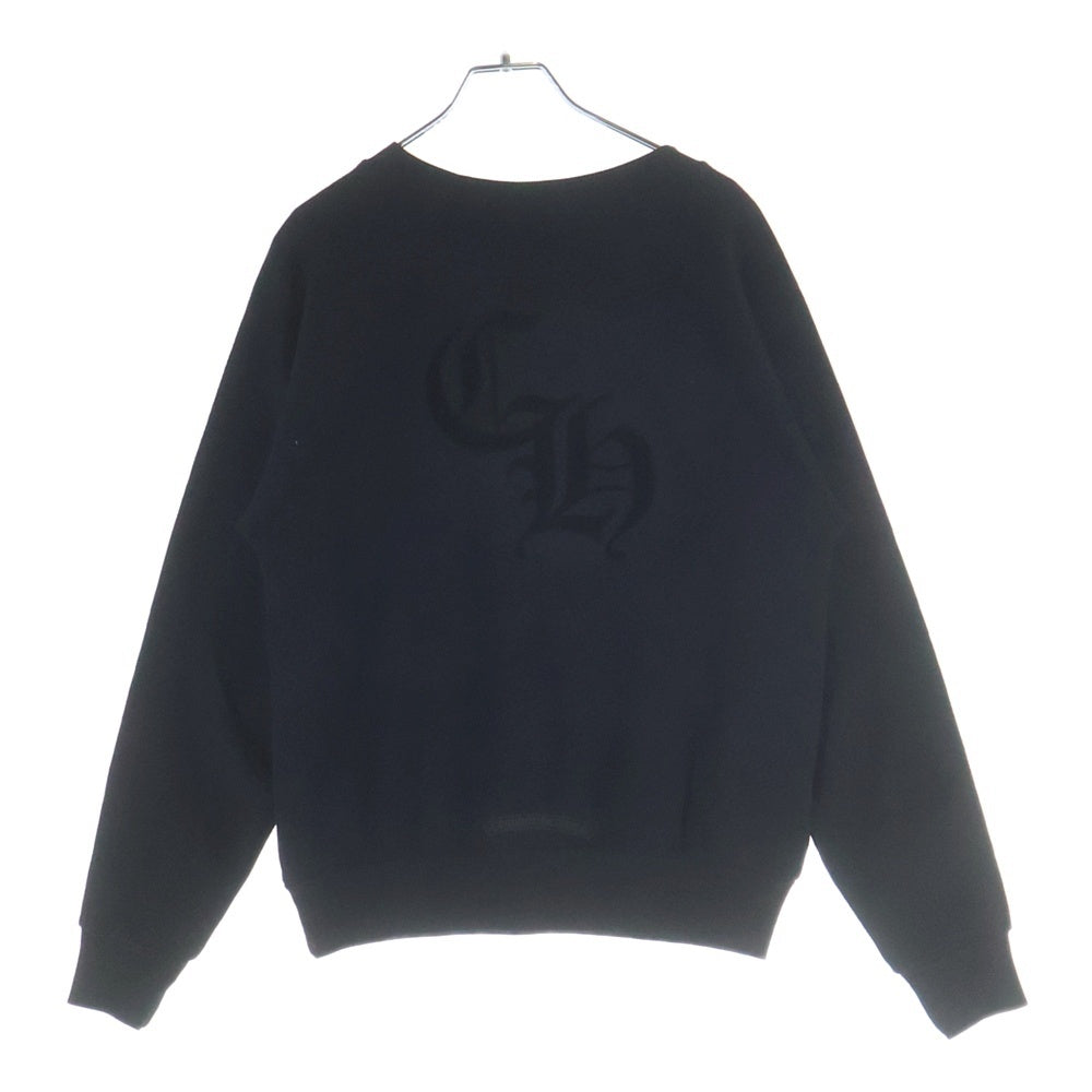 CHROME HEARTS(クロムハーツ) Y NOT CH LOGO CEMETERY CROSS SWEAT ワイノット セメタリークロスパッチ バックCHロゴ クルーネックスウェット トレーナー ブラック レディース