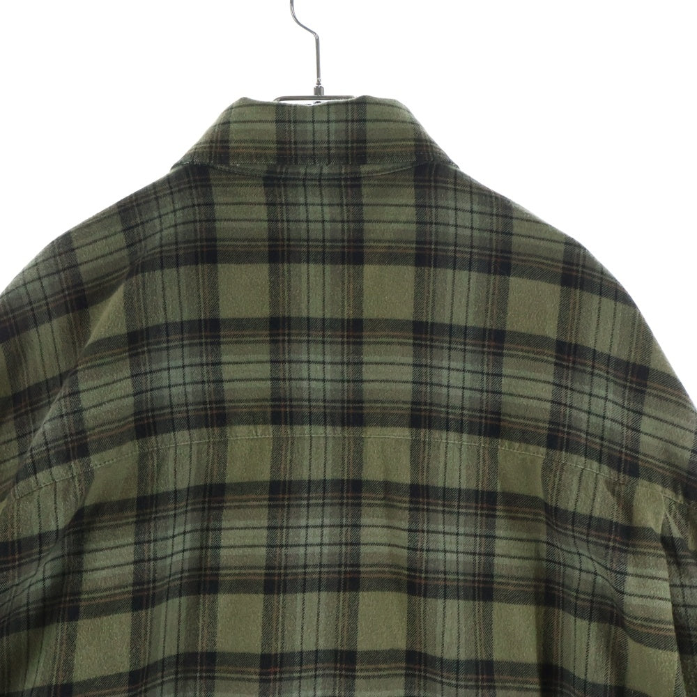 BALENCIAGA(バレンシアガ) 24AW PARIS LIBERTY L/S LAYERED SHIRT 794656 TQM20 パリリバティー レイヤード ドッキング ヴィンテージ チェック柄長袖シャツ カーキ/ブラック