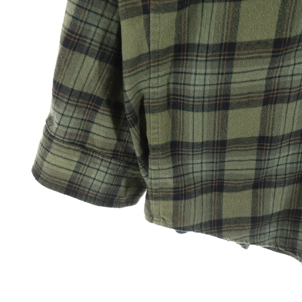 BALENCIAGA(バレンシアガ) 24AW PARIS LIBERTY L/S LAYERED SHIRT 794656 TQM20 パリリバティー レイヤード ドッキング ヴィンテージ チェック柄長袖シャツ カーキ/ブラック