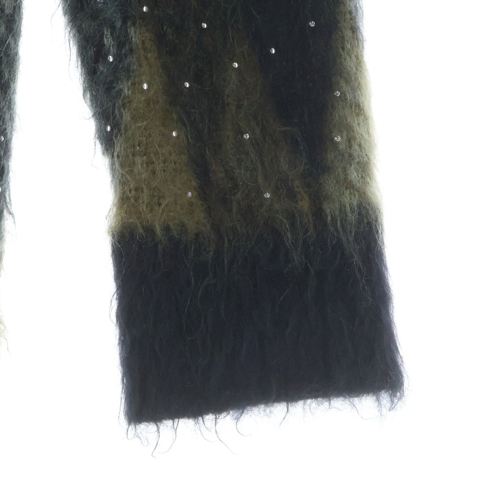 CELINE(セリーヌ) 22AW 2AA48606S ストーン装飾アーガイルモヘア混カーディガン カーキ
