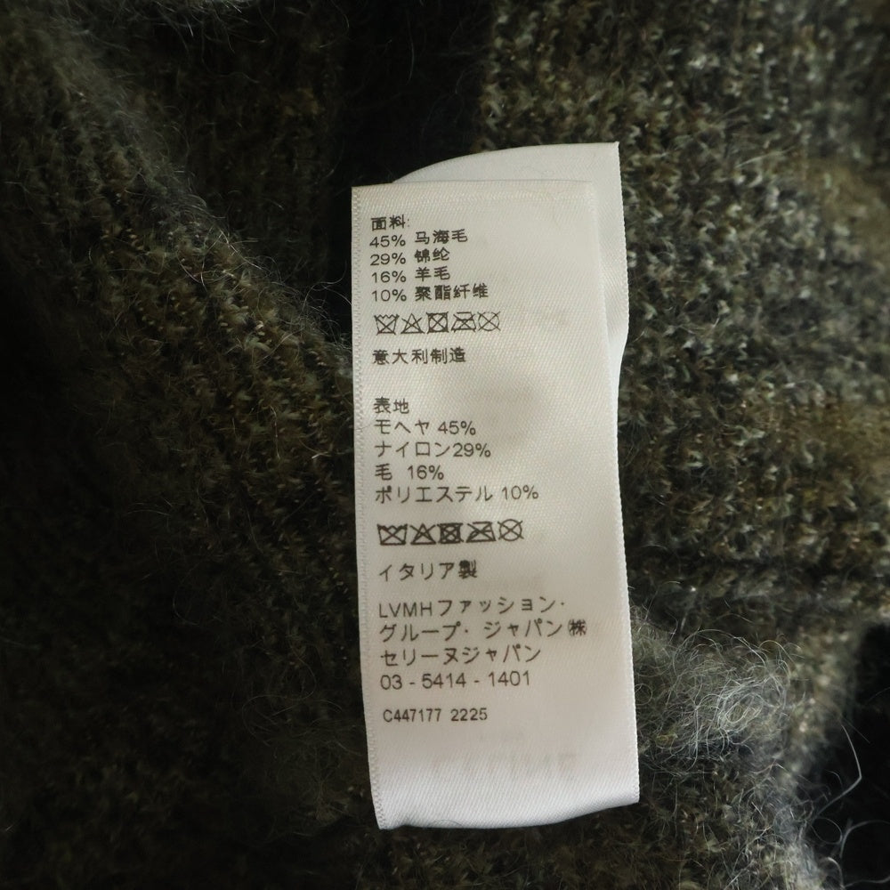 CELINE(セリーヌ) 22AW 2AA48606S ストーン装飾アーガイルモヘア混カーディガン カーキ
