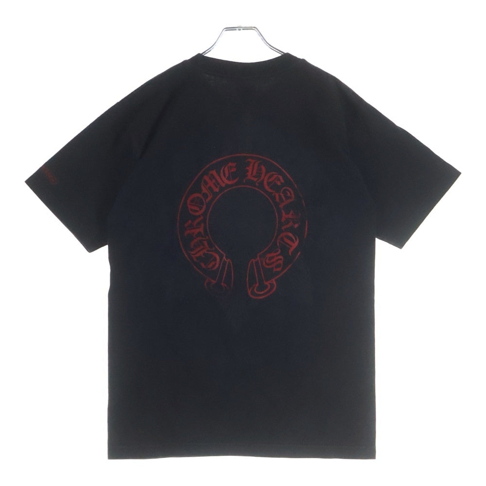 CHROME HEARTS(クロムハーツ) OLD OLD バックホースシュー 胸ポケット 半袖Tシャツ カットソー ブラック/レッド