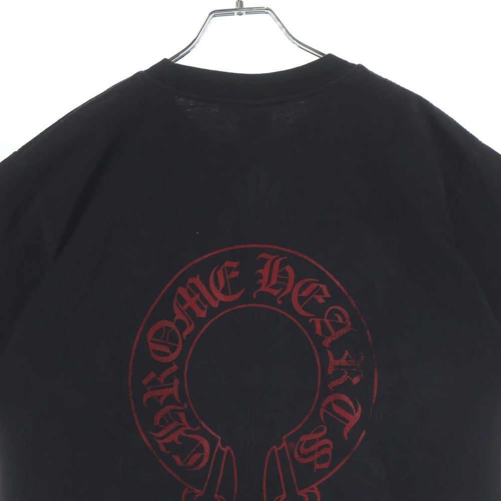 CHROME HEARTS(クロムハーツ) OLD OLD バックホースシュー 胸ポケット 半袖Tシャツ カットソー ブラック/レッド