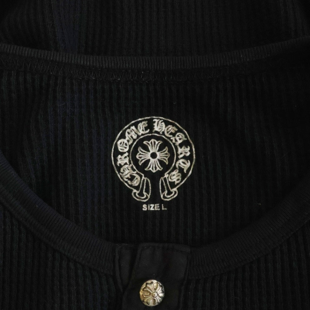 CHROME HEARTS(クロムハーツ) ヘンリーネック クロスボールボタン サーマル 長袖シャツ ブラック