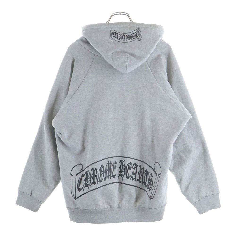 CHROME HEARTS(クロムハーツ) OLD SCROLL LABEL Hoodie オールドモデル バッグスクロールラベルプリント プルオーバー パーカー グレー