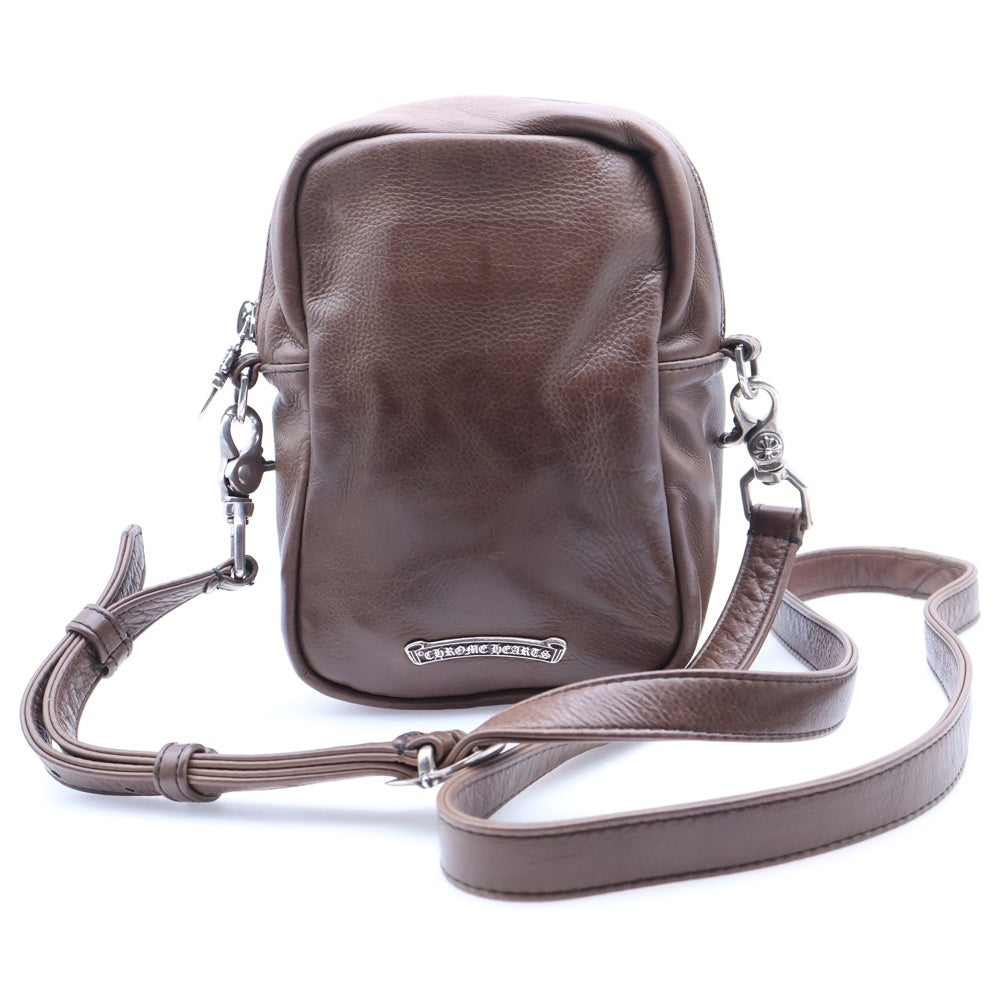 CHROME HEARTS(クロムハーツ) TAKA MINI LTHR タカミニ セメタリークロス クロスパッチ レザーショルダーバッグ ブラウン/ピンク レディース