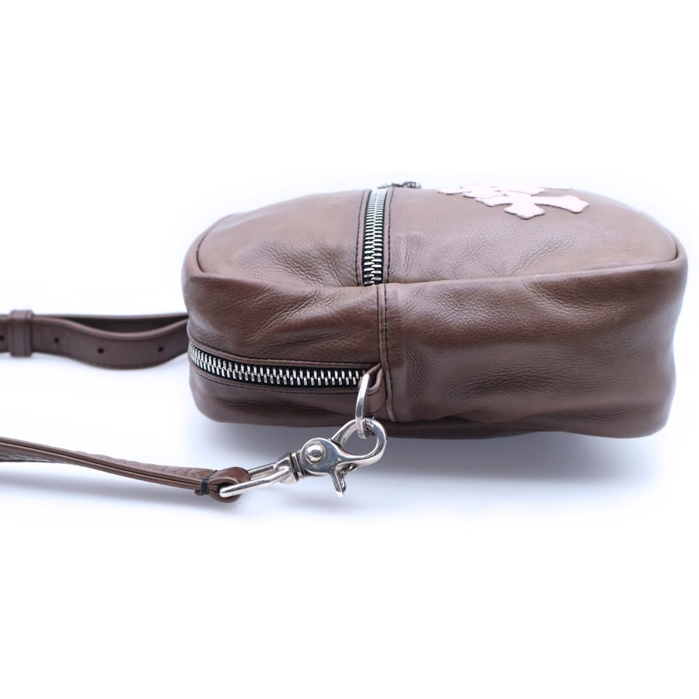 CHROME HEARTS(クロムハーツ) TAKA MINI LTHR タカミニ セメタリークロス クロスパッチ レザーショルダーバッグ ブラウン/ピンク レディース