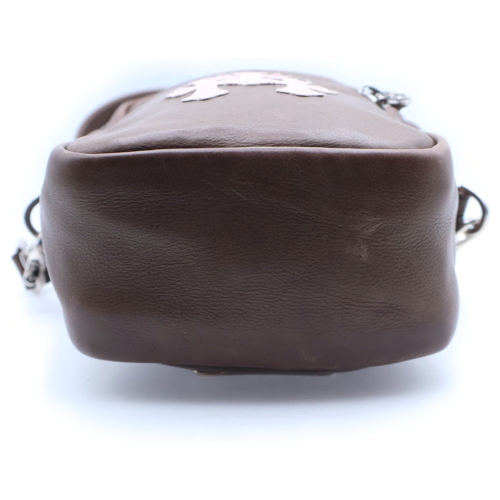CHROME HEARTS(クロムハーツ) TAKA MINI LTHR タカミニ セメタリークロス クロスパッチ レザーショルダーバッグ ブラウン/ピンク レディース