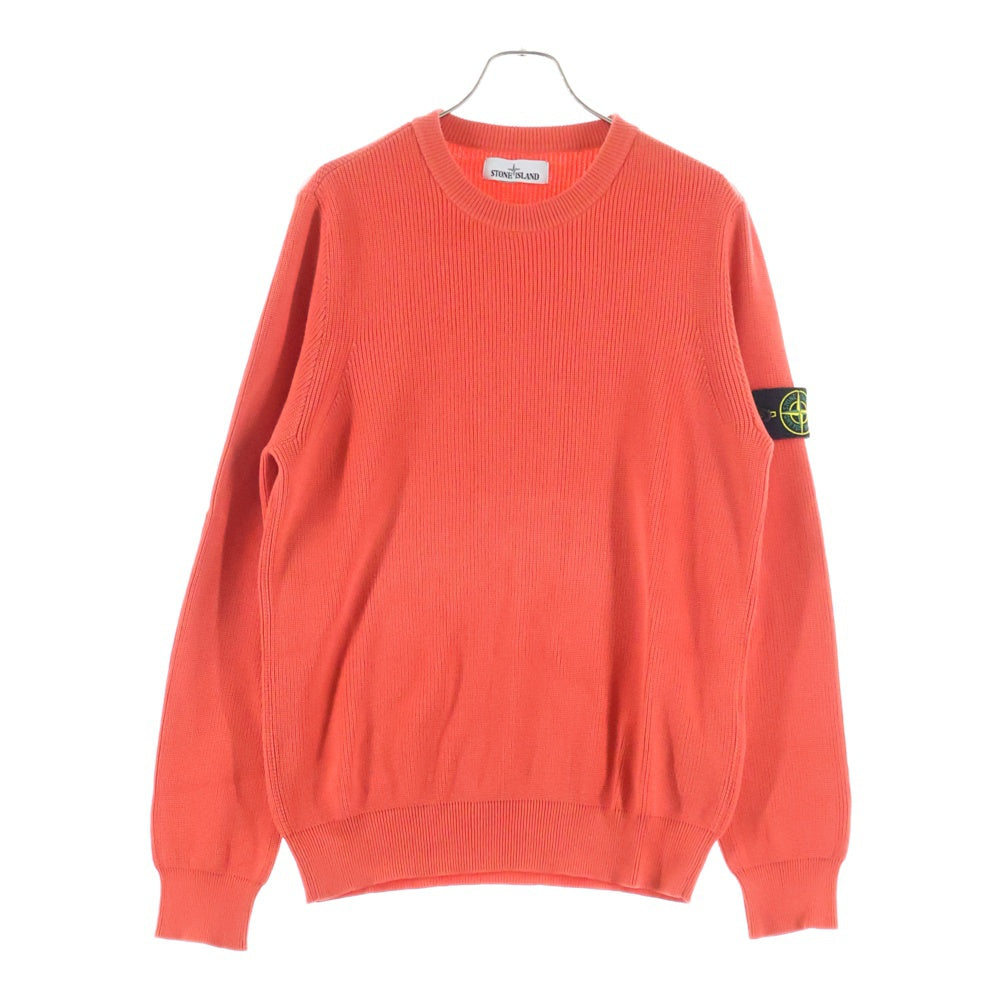 STONE ISLAND(ストーンアイランド) 22SS Ripped Cotton Knit 7615550D8 コットン クルーネック リブ ニット オレンジ