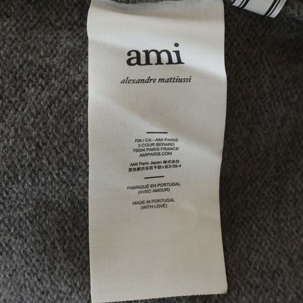 AMI Alexandre Mattiussi(アミアレクサンドルマテュッシ) 20AW Knit Sweater ハートロゴ刺繍 タートルネック ニットセーター グレー H20HK203
