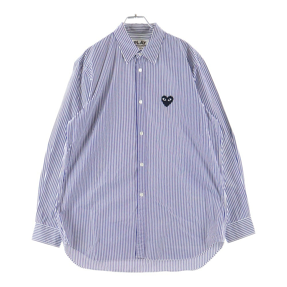 PLAY COMME des GARCONS(プレイコムデギャルソン) Stripe Patch Shirt AZ-B008 ストライプ パッチ レギュラーカラー 長袖シャツ ブルー