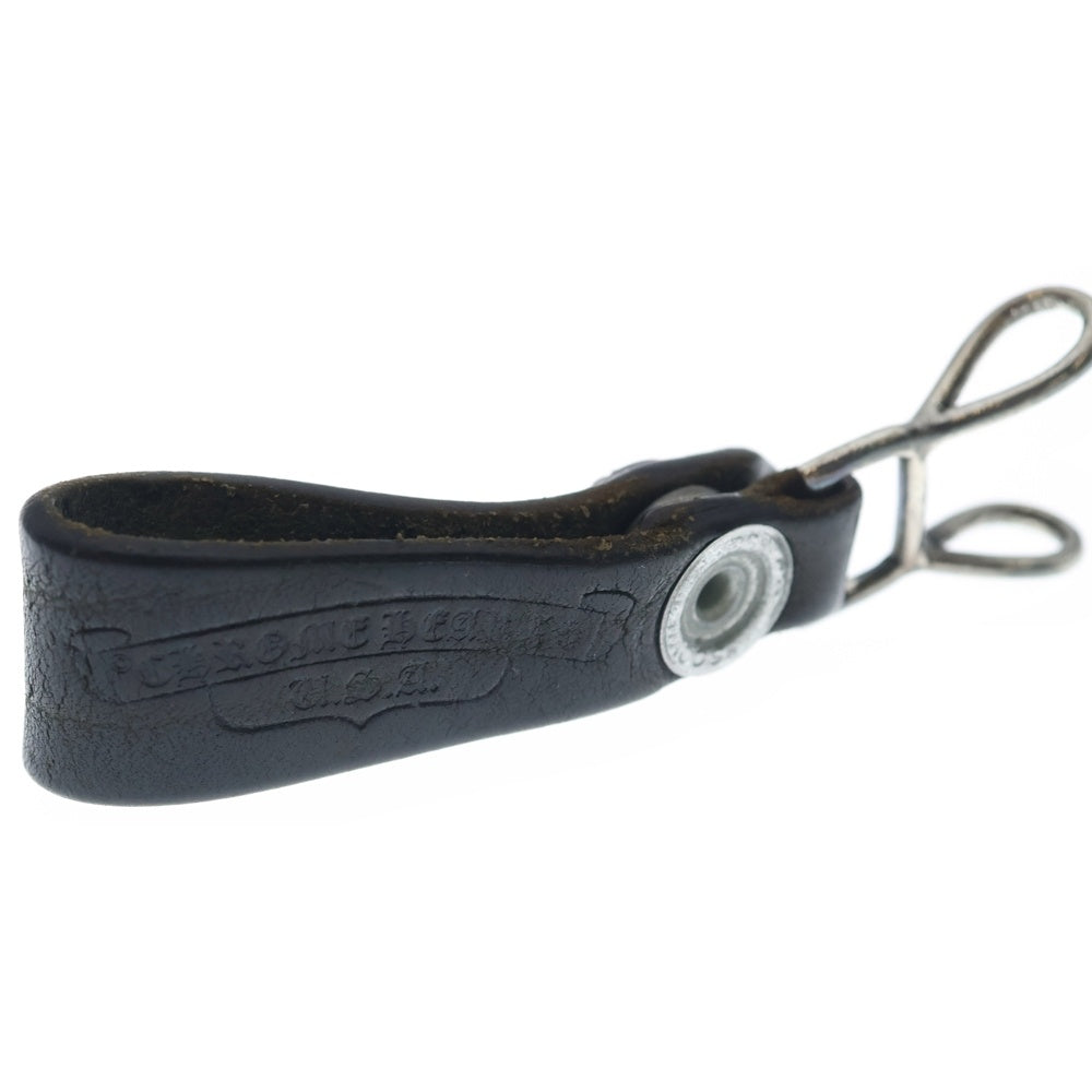 CHROME HEARTS(クロムハーツ) BELT LOOP ベルトループ フローラルボタン レザーベルトループ ブラック/シルバー