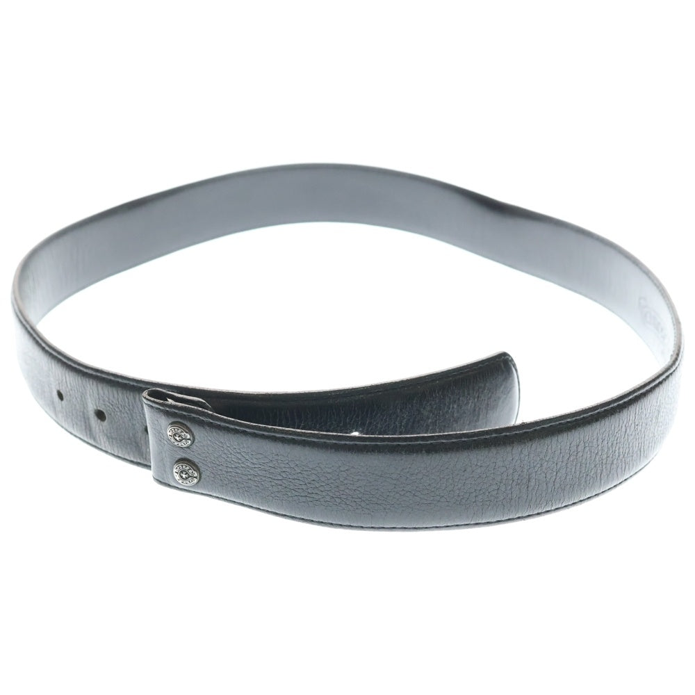 CHROME HEARTS(クロムハーツ) 1.5 STRAP 1.5inch スクロールラベルリベッツ レザーベルト ブラック