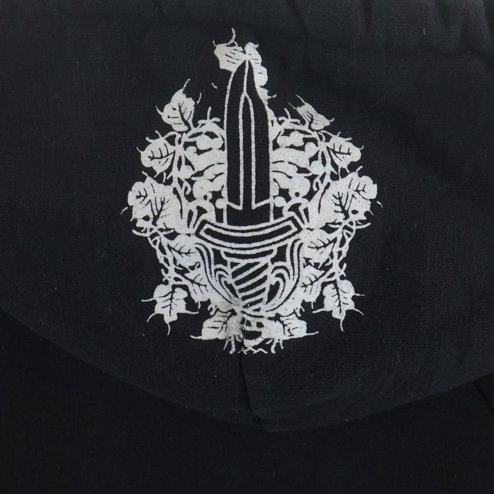 CHROME HEARTS(クロムハーツ) OLD THRML HD PLVR 裏地サーマル 袖フローラルプリントバックホースシューパーカー ブラック