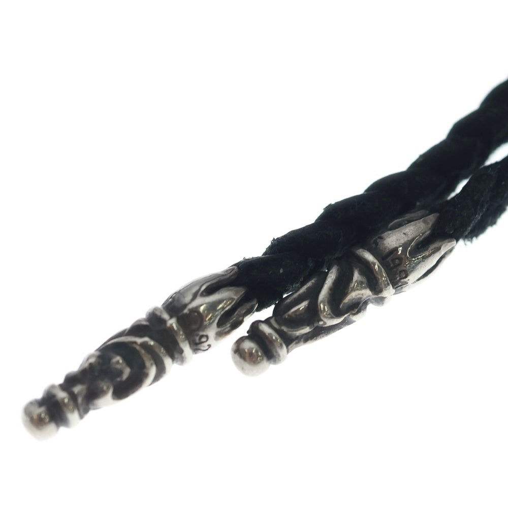 CHROME HEARTS(クロムハーツ) LEATHER BRAID SCROLL ネックレス レザーブレイドネックレス ブラック/シルバー BCA377