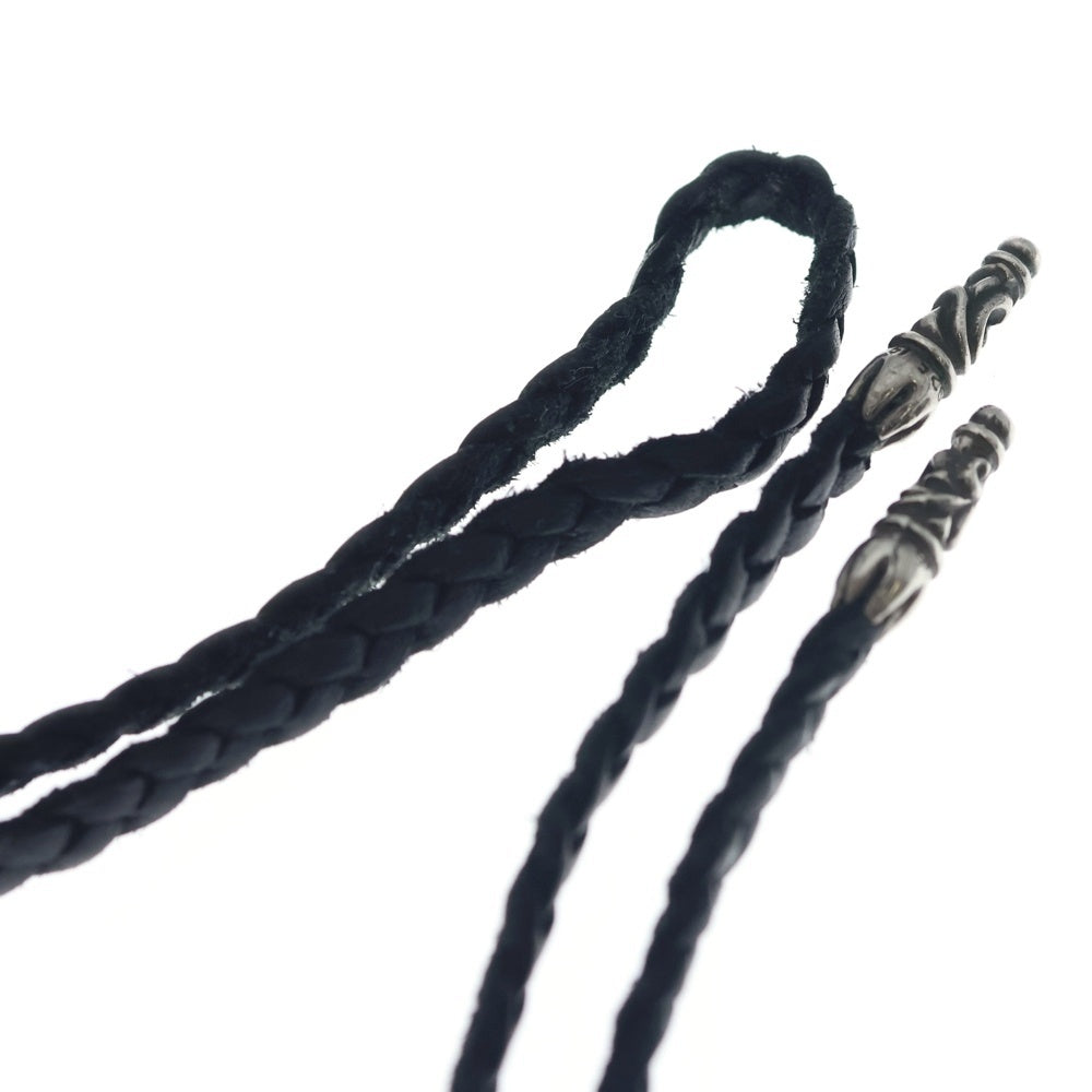 CHROME HEARTS(クロムハーツ) LEATHER BRAID SCROLL ネックレス レザーブレイドネックレス ブラック/シルバー BCA377
