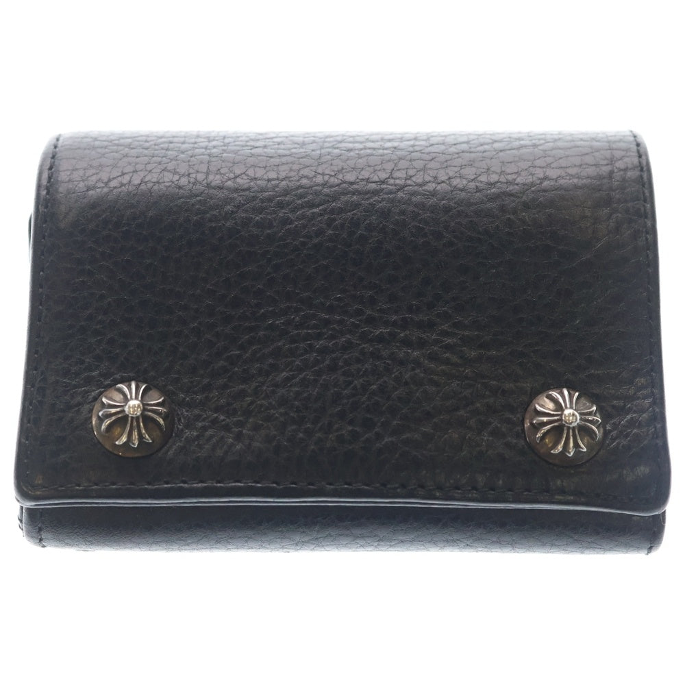 CHROME HEARTS(クロムハーツ) 3FOLD 3フォールド クロスボタンレザーウォレット財布 ブラック