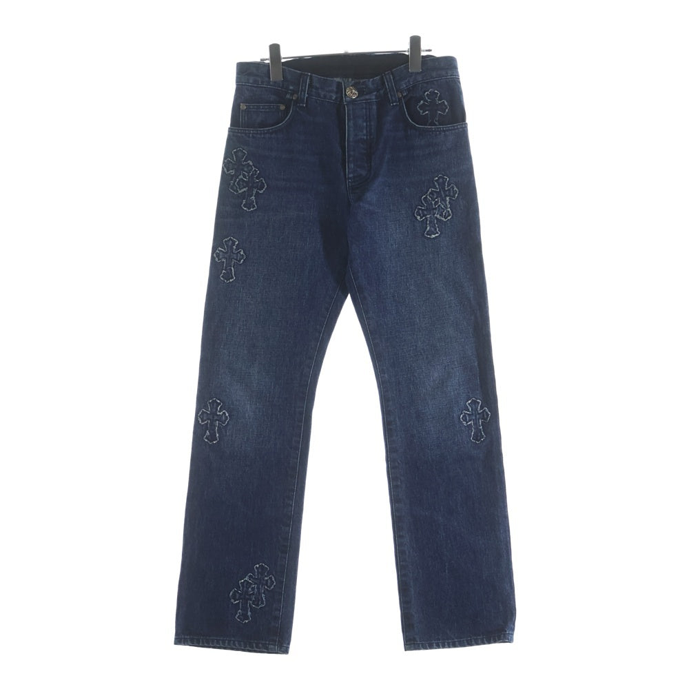 CHROME HEARTS(クロムハーツ) JEAN STRTLG FBRC クロスパッチ付きウォッシュドデニムパンツ