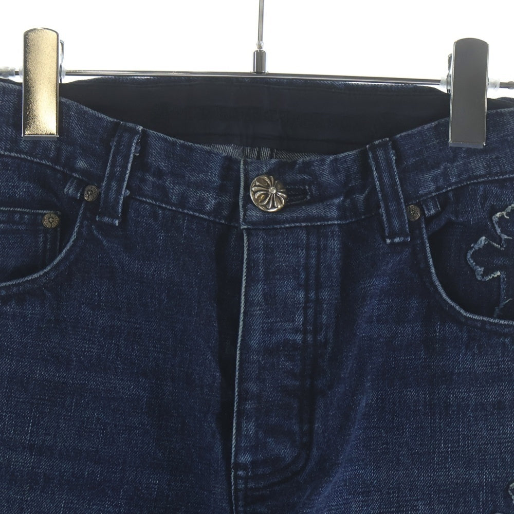 CHROME HEARTS(クロムハーツ) JEAN STRTLG FBRC クロスパッチ付きウォッシュドデニムパンツ