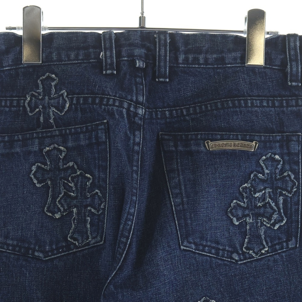 CHROME HEARTS(クロムハーツ) JEAN STRTLG FBRC クロスパッチ付きウォッシュドデニムパンツ