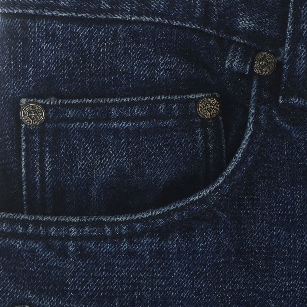 CHROME HEARTS(クロムハーツ) JEAN STRTLG FBRC クロスパッチ付きウォッシュドデニムパンツ