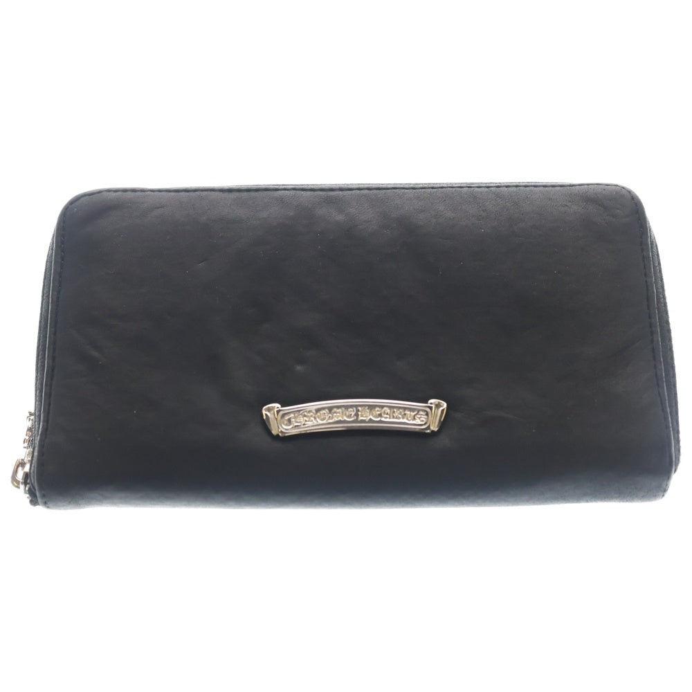 CHROME HEARTS(クロムハーツ) REC F ZIP ホワイトロジウム フィリグリープラスラウンドジップレザー財布 ブラック