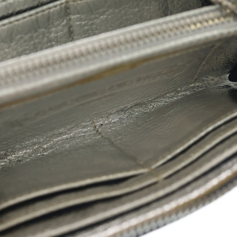 CHROME HEARTS(クロムハーツ) REC F ZIP ホワイトロジウム フィリグリープラスラウンドジップレザー財布 ブラック