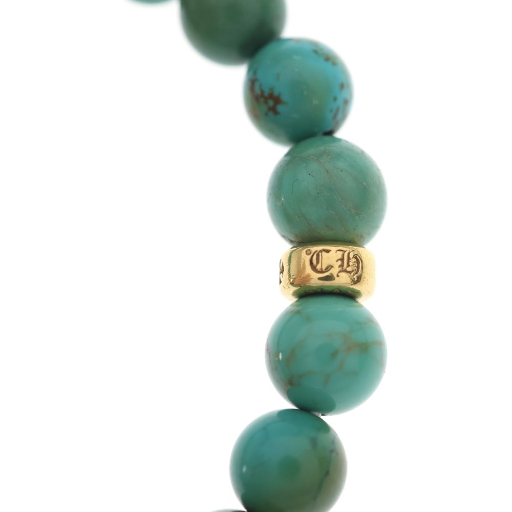 CHROME HEARTS(クロムハーツ) 22K 8mm BEED 8mmターコイズビーズ PAVEダイヤ ゴールドブレスレット