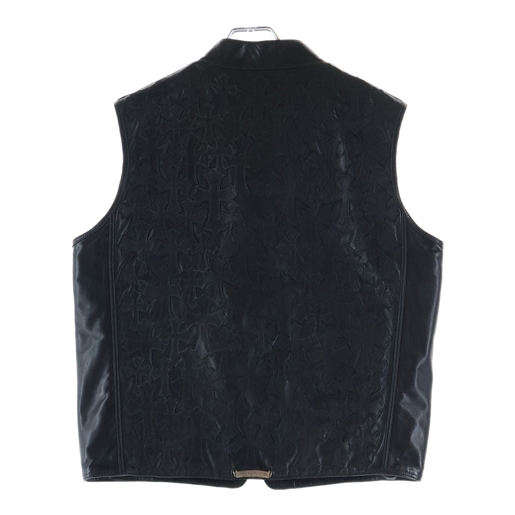 CHROME HEARTS(クロムハーツ) PAPA パパ セメタリークロスパッチレザーベスト ブラック
