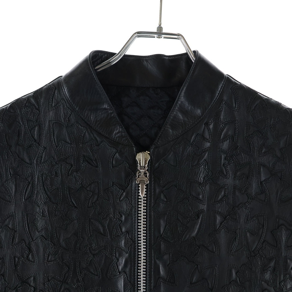 CHROME HEARTS(クロムハーツ) PAPA パパ セメタリークロスパッチレザーベスト ブラック