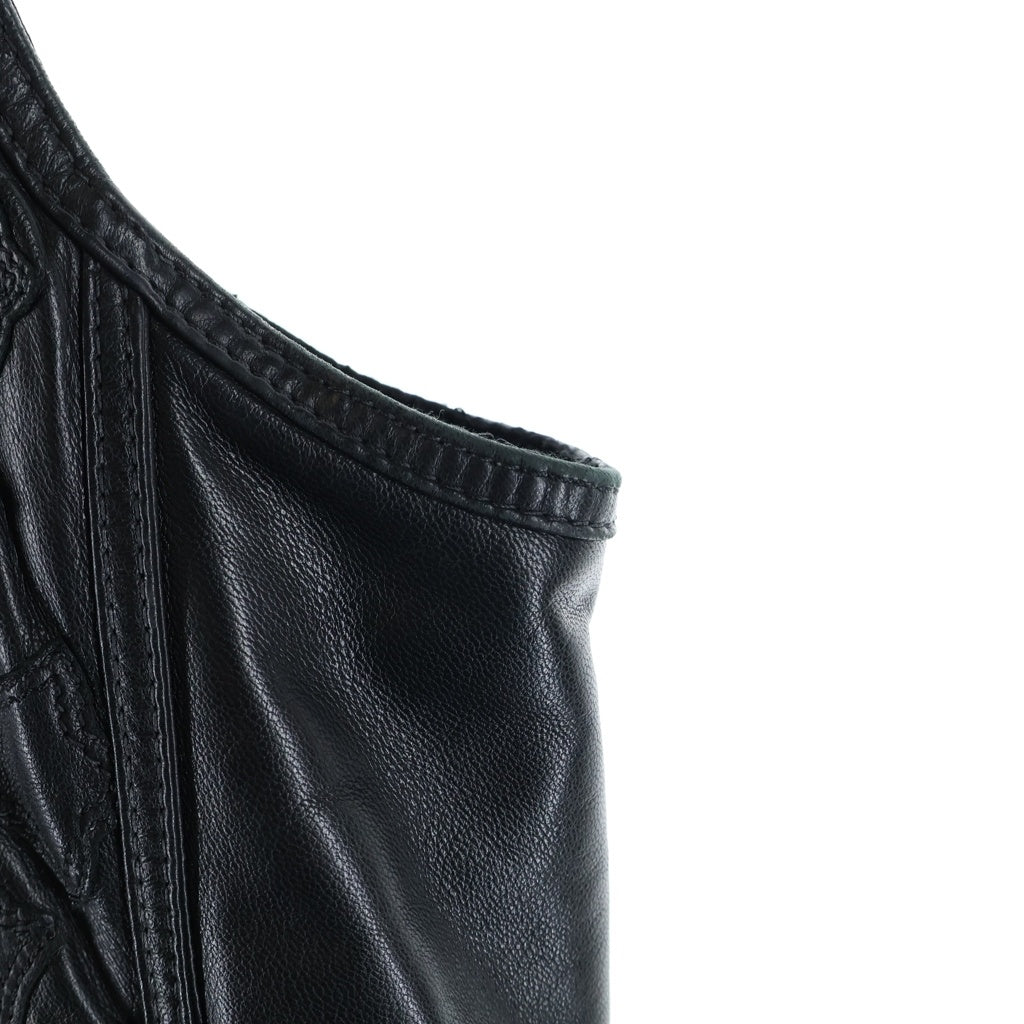 CHROME HEARTS(クロムハーツ) PAPA パパ セメタリークロスパッチレザーベスト ブラック