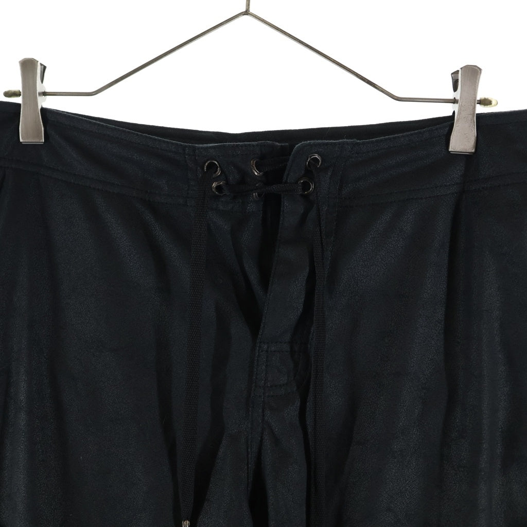 CHROME HEARTS(クロムハーツ) クロスパッチ付き ラムレザー ハーフパンツ ショーツ ブラック