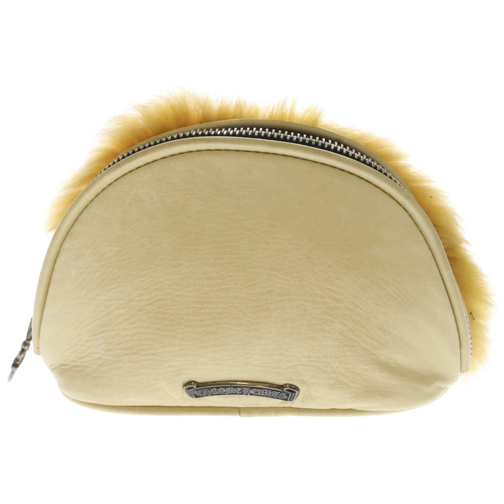 CHROME HEARTS(クロムハーツ) COSMETIC POUCH スクロールラベル付きファーコスメポーチ レディース