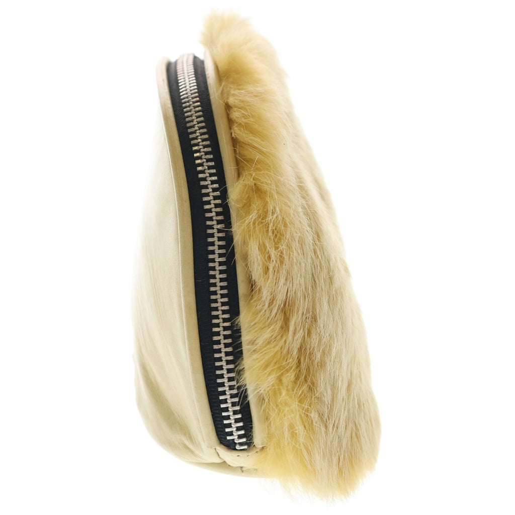CHROME HEARTS(クロムハーツ) COSMETIC POUCH スクロールラベル付きファーコスメポーチ レディース
