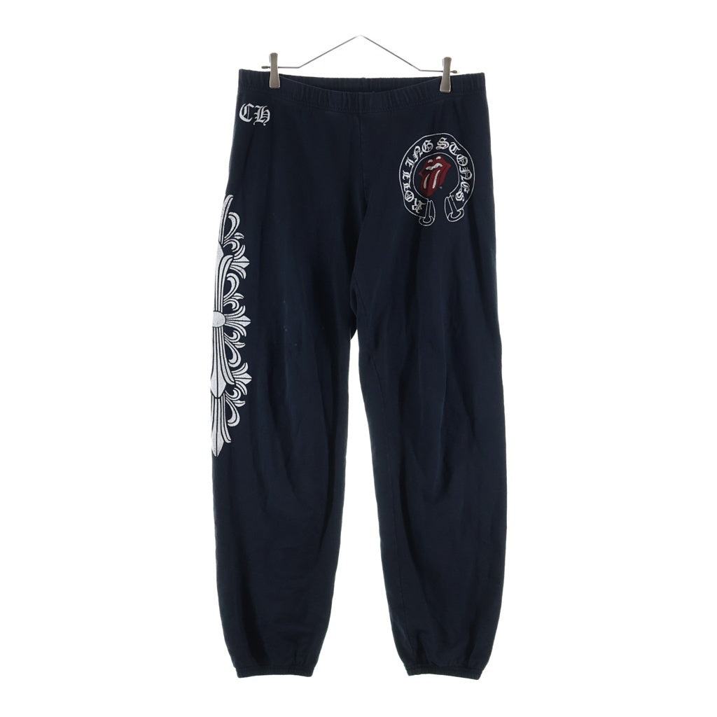 CHROME HEARTS(クロムハーツ) OLD ×The Rolling Stones Lip And Tongue オールド ザ ローリングストーンズ リップアンドタン フローラルプリントスウェットパンツ ブラック