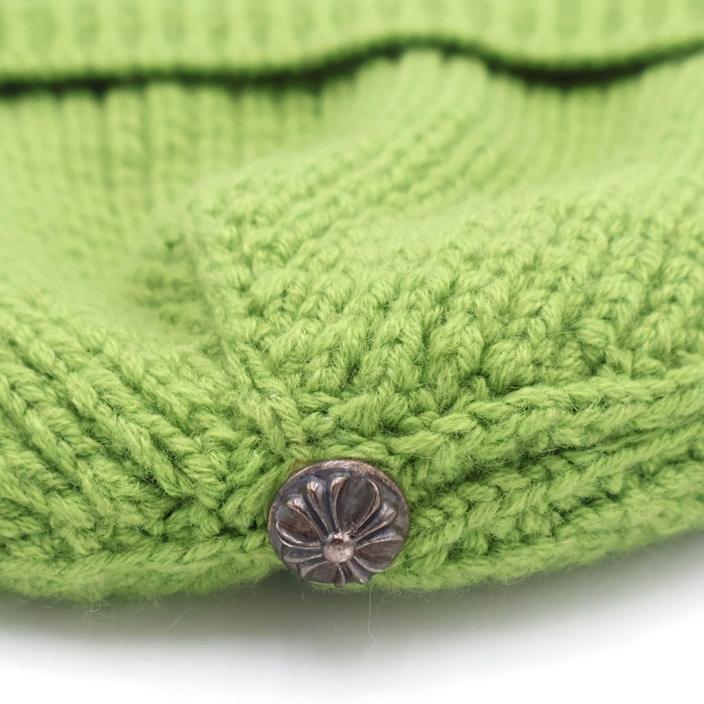 CHROME HEARTS(クロムハーツ) HIT & RUN BEANIE クロスボタンカシミア帽子 グリーン