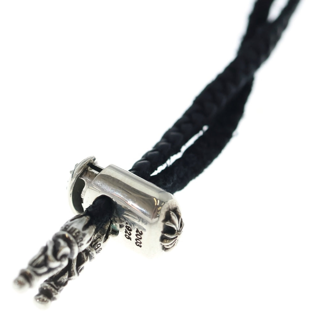 CHROME HEARTS(クロムハーツ) LG 5P STAR LEATHER BRAID LACESTPPRV1 ラージ 5ポイントスター レザーブレード レースストッパー スクロールチップ ネックレス ブラック/シルバー