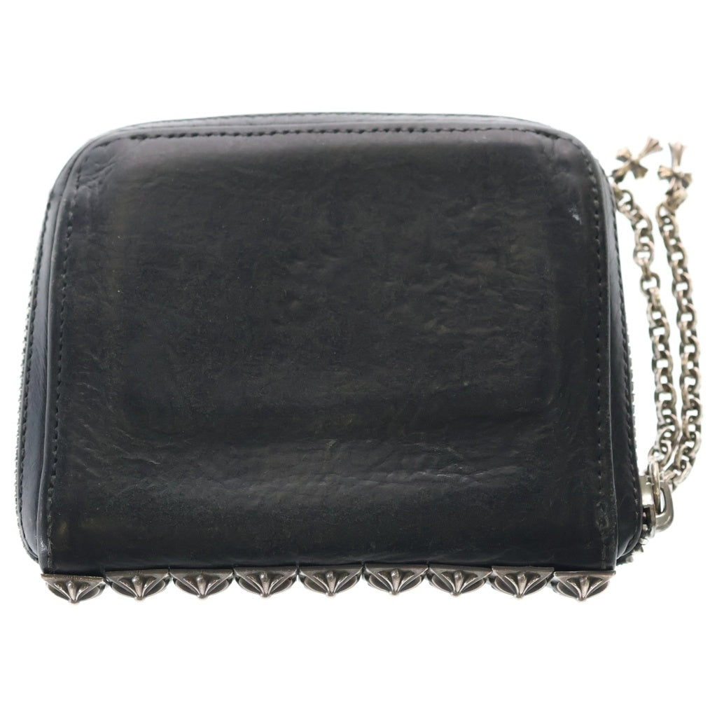 CHROME HEARTS(クロムハーツ) 3 SIDE ZIP 3サイドジップ サイドピラミッドスタッズ レザーウォレット財布 ブラック/シルバー